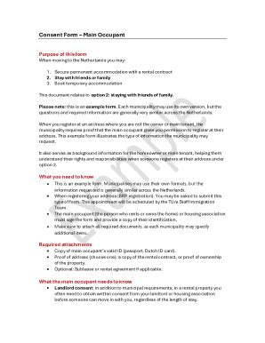 Netherlands Main Occupant Consent Form - Blank Fillable Template | Fill ...