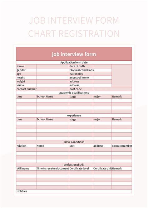 Job Interview Form Template 的图像结果