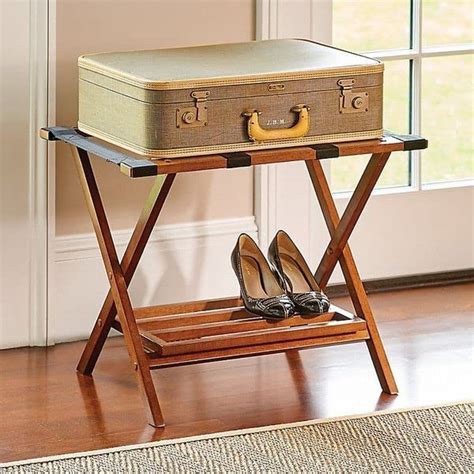 HEMDI Foldable Teak Wooden Luggage Rack/Holder for Bedroom,Hotel and ...