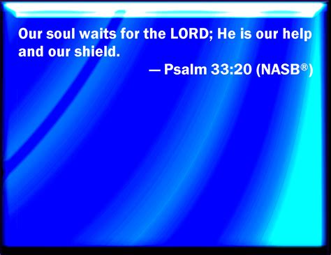 Psalm 33:20 Our soul waits for the LORD: he is our help and our shield.