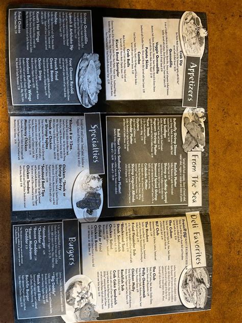 Menu at River's Bend Grill restaurant, Hopewell