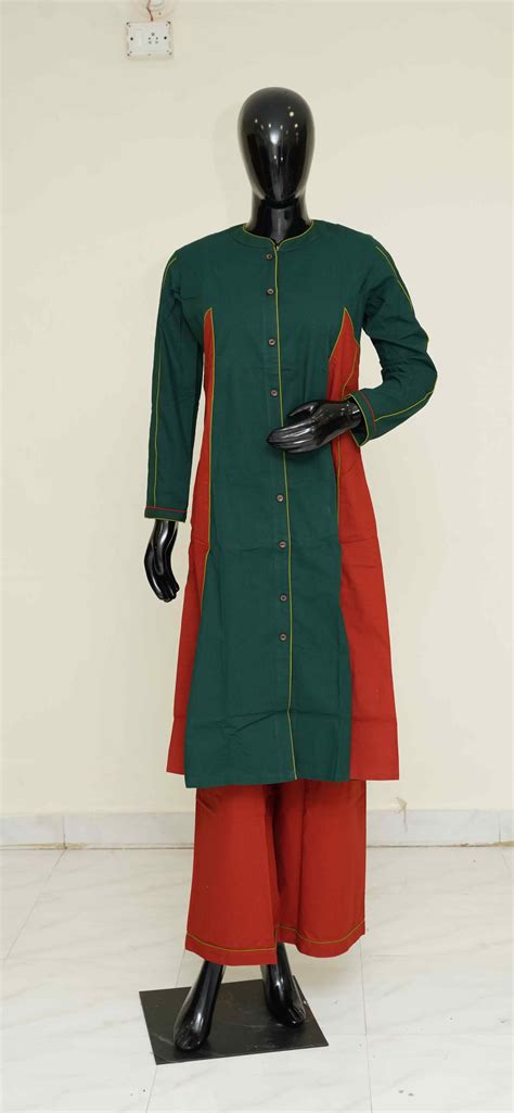 Green and Red - Pure Cotton 2-Piece Dress Set – Medium to 2XL ...