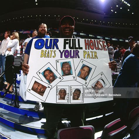 A Detroit Pistons fan holding up a sign during game three of the 2004 ...