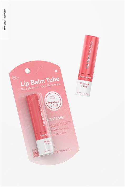 Premium PSD | Lip Balm Tubes on Blister Mockup, Floating