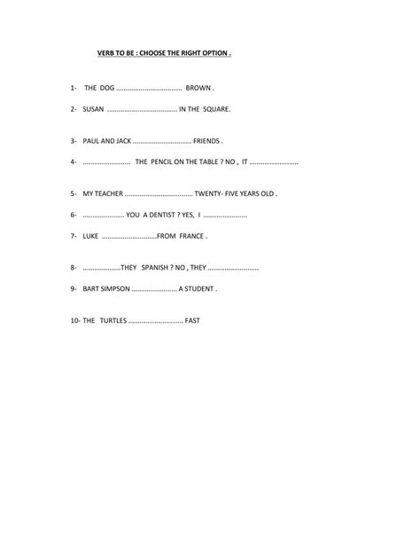 To Be Worksheet 的图像结果