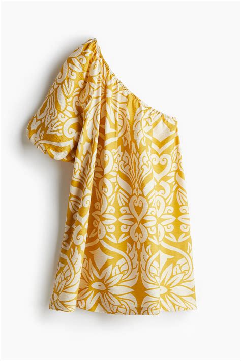 Women's Yellow/Patterned One-shoulder dress | H&M IN