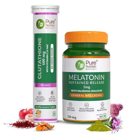 Pure Nutrition Naturals Combo - Glutathione 600Mg With Vitamin C ...