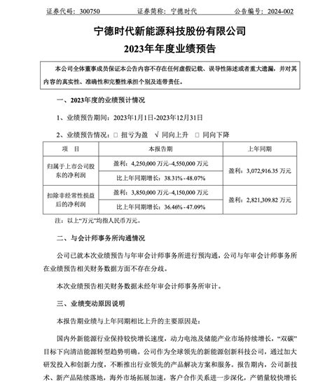 都给它打工了？宁德时代2023年业绩预告，利润超420亿