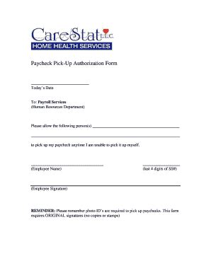 Authorization Letter To Pick Up Paycheck - Fill and Sign Printable ...