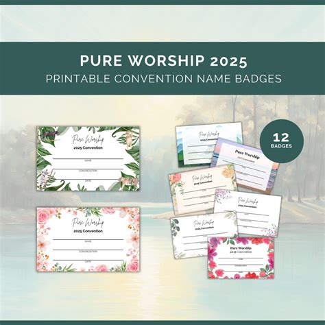 Pure Worship 2025 Printable Name Badges | Pack of 12 Unique Designs for Instant Download ...