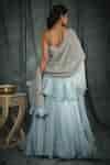 Buy Blue Raw Silk, Organza Crochet , Pearl Sweetheart Neck Lehenga Set ...