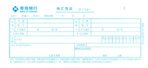 汇款单0007(青海银行,电汇凭证)