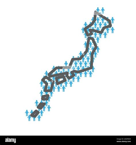 Japan population map. Country outline made from people figures Stock ...
