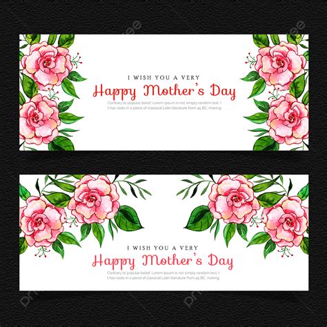 Pink Watercolor Floral Mothers Day Banner Template Template Download on ...