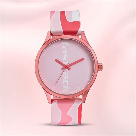 Buy Online Fastrack Topicals Quartz Analog Pink Dial Silicone Strap ...