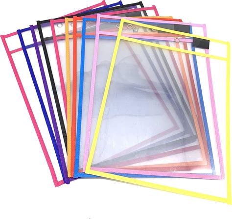 Amazon.com : 10 Pack Dry Erase Pockets， Reusable Dry Erase Pockets ...