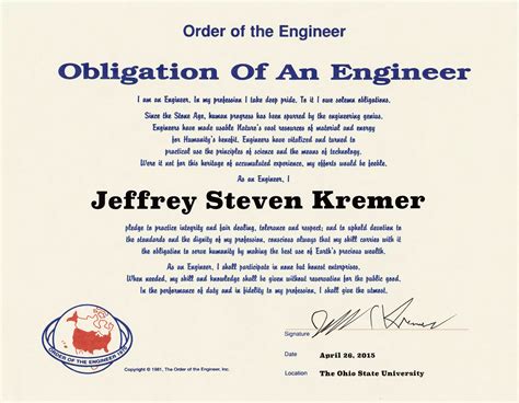 Order of the Engineer Certificate | PPT