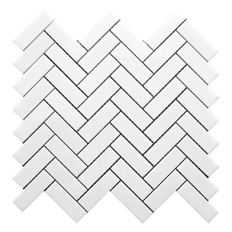 Apollo Tile Nubes 12 x 13 Thassos Honed Marble Mosaic Herringbone Tile ...