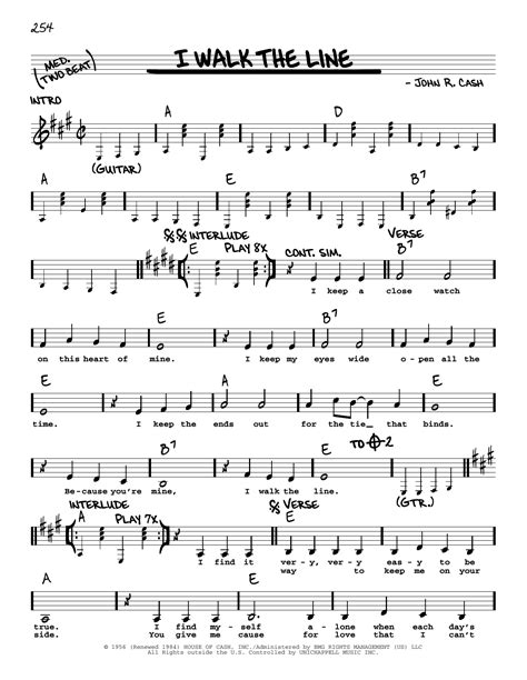 Download I Walk The Line - Johnny Cash | Piano, Vocal & Guitar Sheet ...