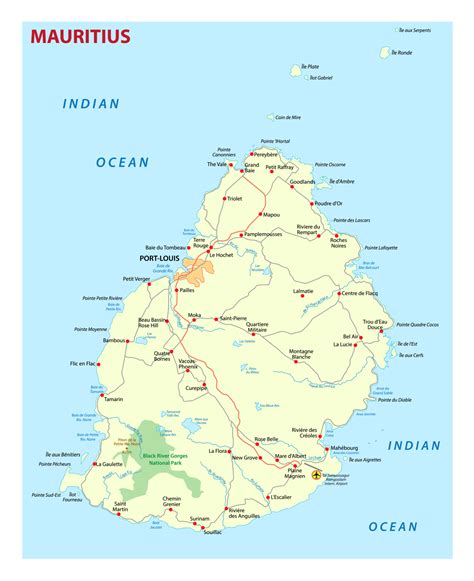 Detailed map of Mauritius with roads and cities | Mauritius | Africa | Mapsland | Maps of the World