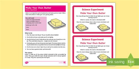 Making Butter In The Classroom - Experiment and Prompt Card