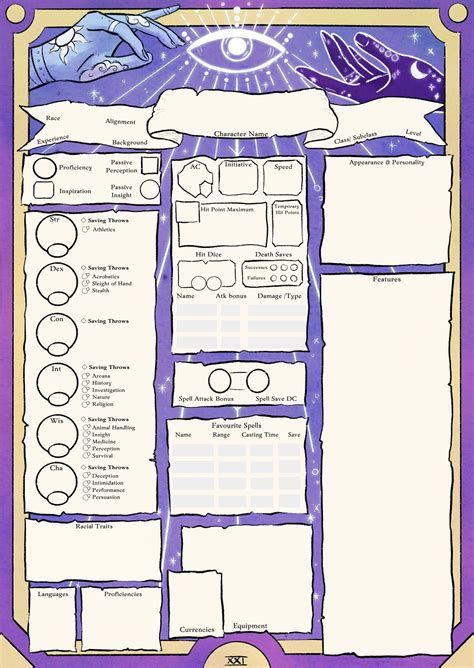 Cosmic attunement dnd monk character sheet d d 5e character sheet pdf ...