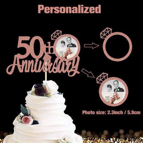 Buy Sumerk 50th Anniversary Cake Topper,13PCS Rose Gold Glitter Cake ...