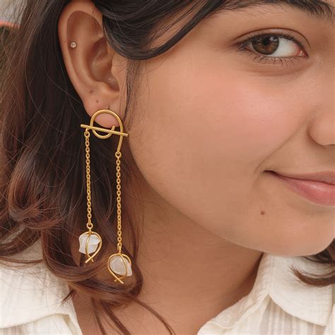 White Druzy Stone Dangler Earrings – Kansya