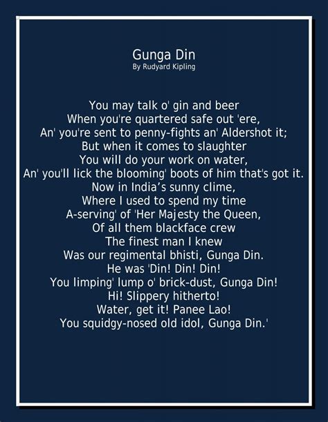 Gunga din poem by rudyard kipling. Gunga Din by Rudyard Kipling. 2022-10-11
