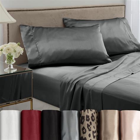 Martex Elegance 4-Piece Queen Satin Sheet Set | Silky Smooth | Great ...