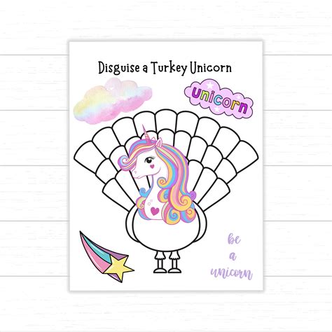Unicorn Turkey Disguise Template Printable | Rossy Printable