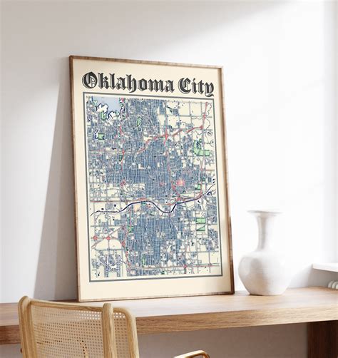 Oklahoma City Map Print, Classic Map of Oklahoma City, Oklahoma City Poster, Oklahoma City ...