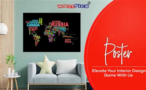wallpics World Map Wallpapers Glossy Photo Paper Poster for Living Room ...