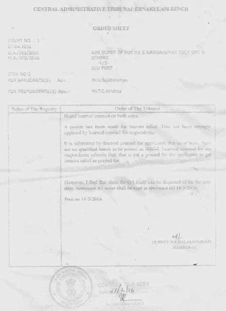 Kerala circle gets stay order on transfer of PM (IP LIne ) post to ...