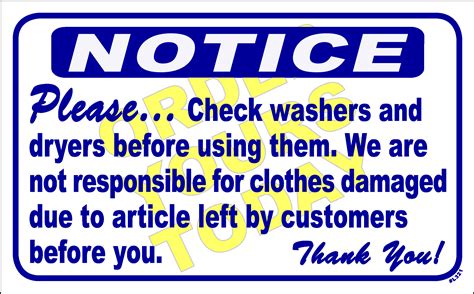 10″×16″ Durable Screen Printed Plastic Laundry Sign – Vend‑Rite