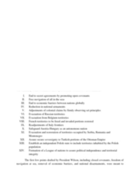 SOLUTION: Fourteen points speech by president woodrow wilson - Studypool