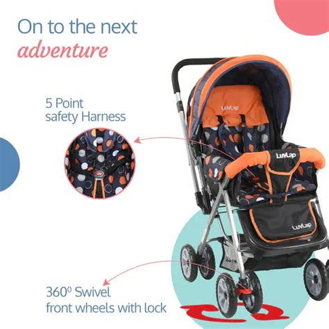 Luvlap Baby Stroller - Sunshine with 5 Point Safety Harness