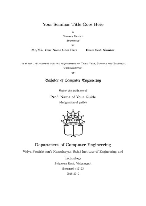 TE Seminar Report Format 1 1 - Your Seminar Title Goes Here A Seminar ...