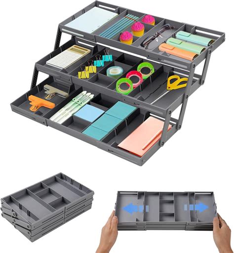 Amazon.com: 3 Tier Foldable Expandable Smart Drawer Organizer ， Multi ...