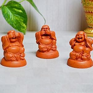 Buy eCraftIndia Laughing Buddha Idol (5 cm x 5 cm x 6.25 cm, Brown, Set ...