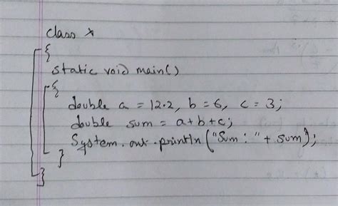 Write a program in Java tocompute the sum of threenumber with a=12.2 ,b ...