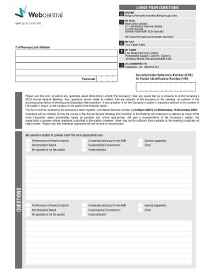 Webcentral Limited AGM Question Form - Fill Out, Sign & Share Online ...