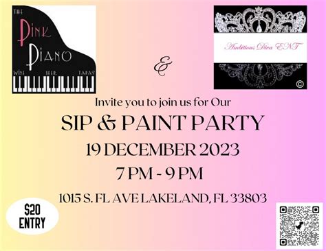 Pink Piano & Ambitious Diva ENT Sip & Paint Party, Pink Piano, Lakeland ...