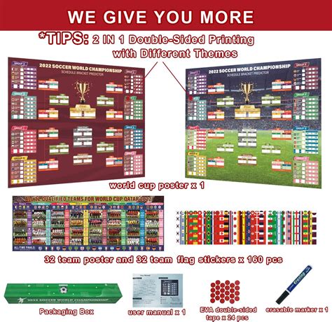 Buy 2022 World Cup Soccer Game Wall Chart Poster, 25 x 35 Dual Sides ...