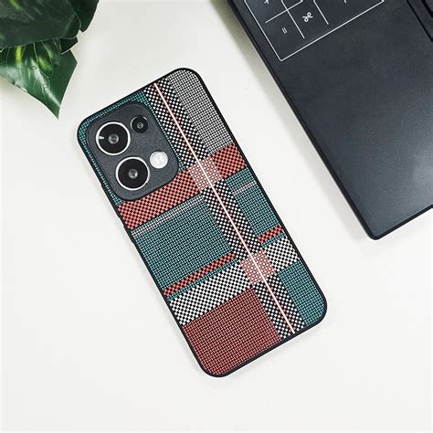 Oppo Reno13 5G Luxury Grid Pattern Glass Back Shockproof Case – COVER ARTS