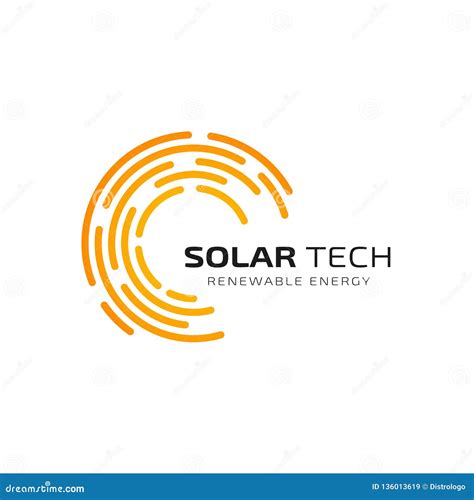 Sun Solar Energy Logo Design Template. Solar Tech Logo Design Cartoon ...