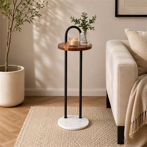 Buy Metal Side Table With Marble Base - Brown Online | Metalsmith