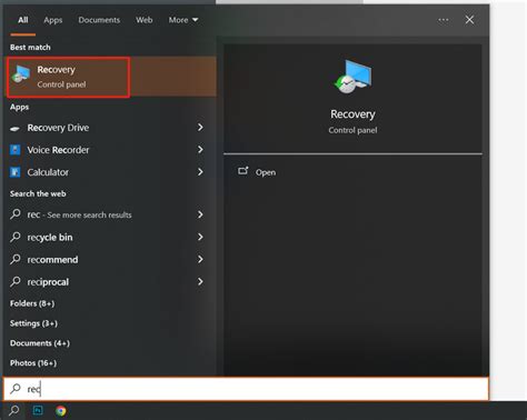 Image result for Recovery Control Panel for This Computer