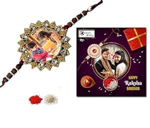 Rudram Arts Unisex Adult Customized Rakhi for Brother with Photo ...