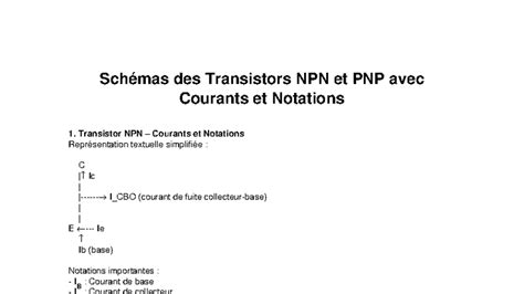 Schémas des Transistors NPN et PNP : Courants et Notations - Studocu